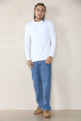 Long Sleeve Muscle Fit T-shirt - White Cicay